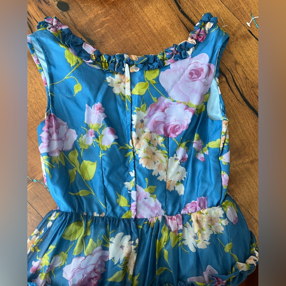 Vintage hand made chiffon maxi dress fully lined ruffle detail - Picture 15 of 16